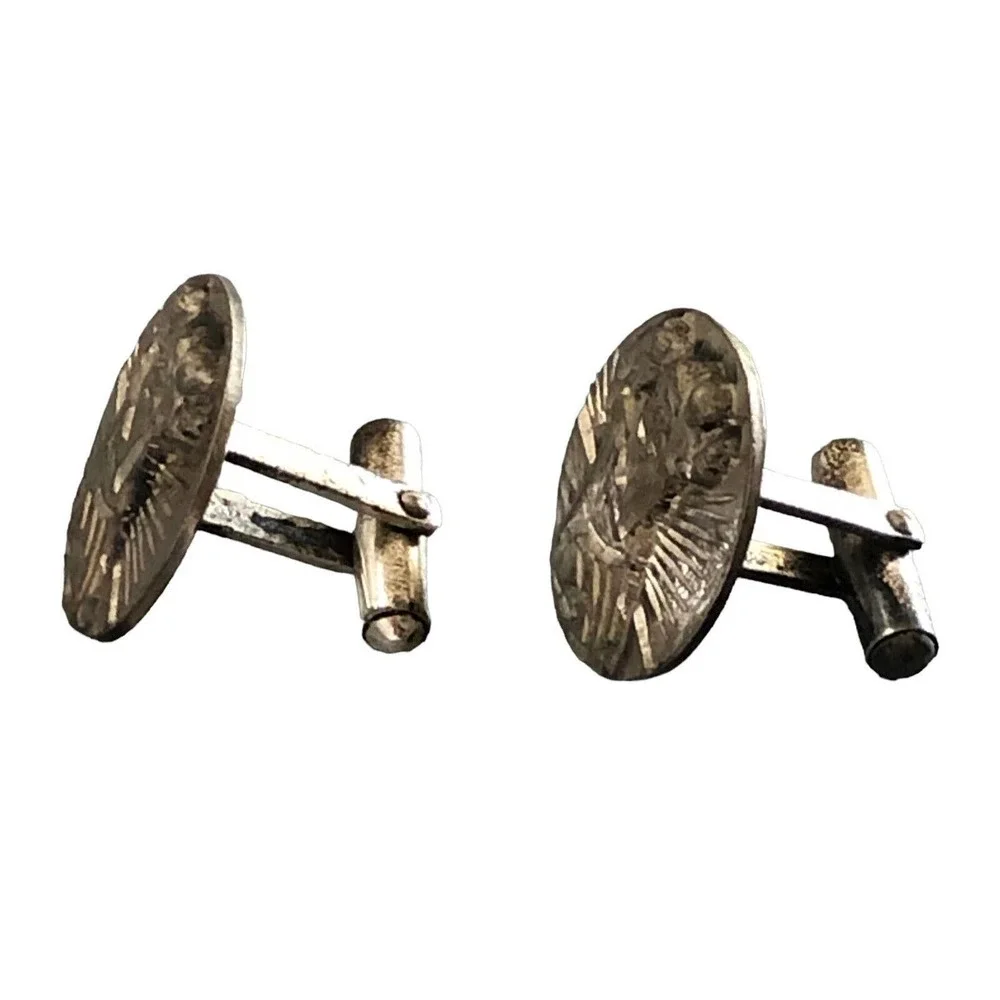 Swift and Fisher Sterling Silver Saint St Christopher Religious Martyr Cufflinks